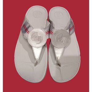 FitFlop Walkstar Gray Webbing Toe Post Sandal size 9